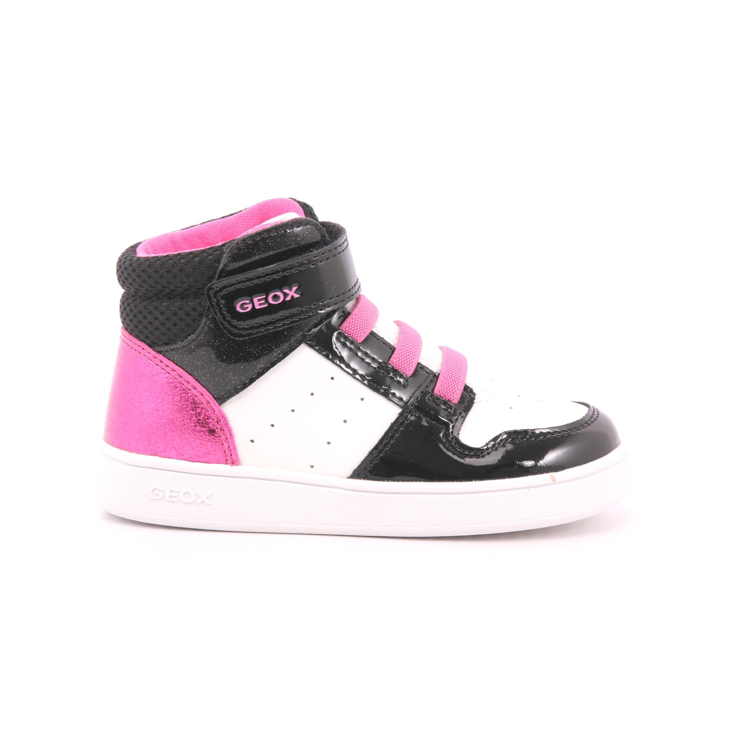 Scarpa Strappi + Elastico Geox Bambina Bianco/nero Scarpa Strappi + Elastico Geox Bambina Bianco/nero Scarpe 553 - B465MA
