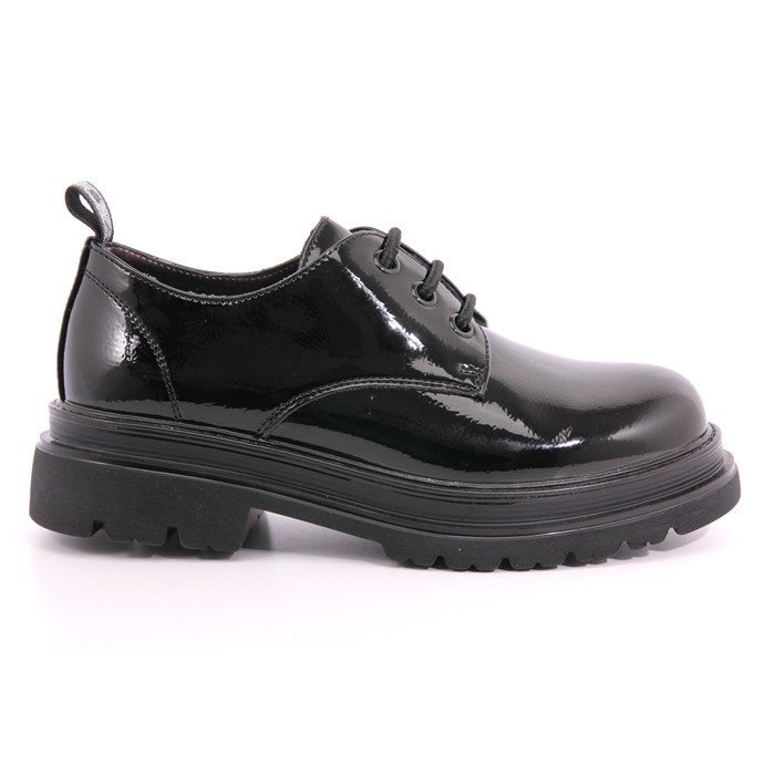 Scarpa Allacciata Asso Bambina Nero  Scarpe 504 - AG13845A