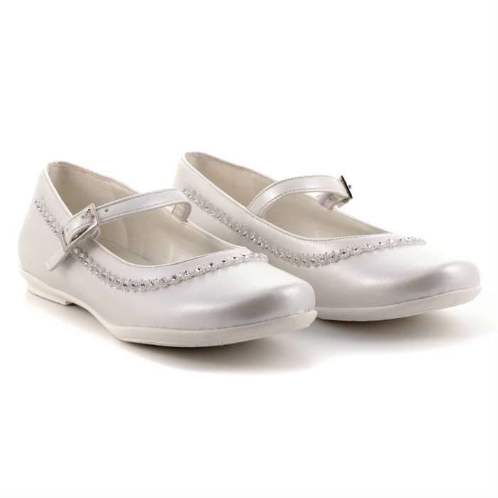 Ballerina Cerimonia Violetta Bambina Bianco  Scarpe 7 - 519