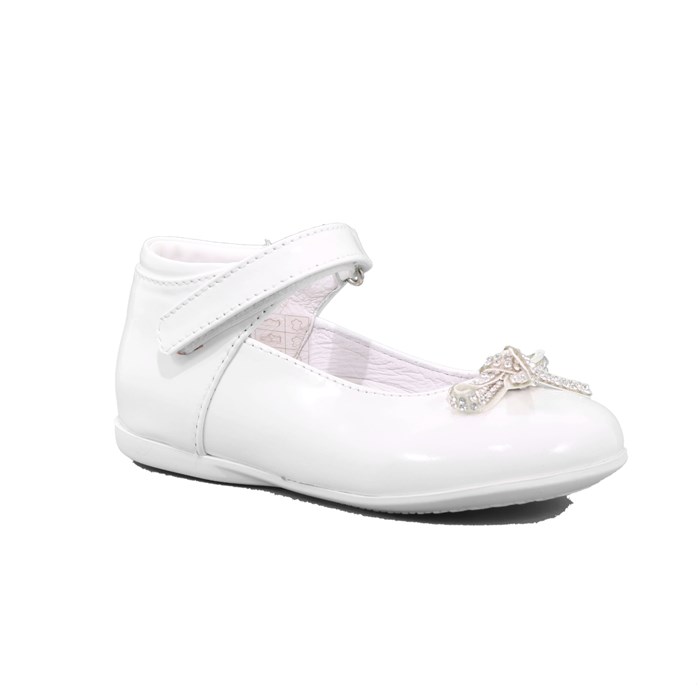 Ballerina Cerimonia Gorgino Bambina Bianco  Scarpe 26 - P2004