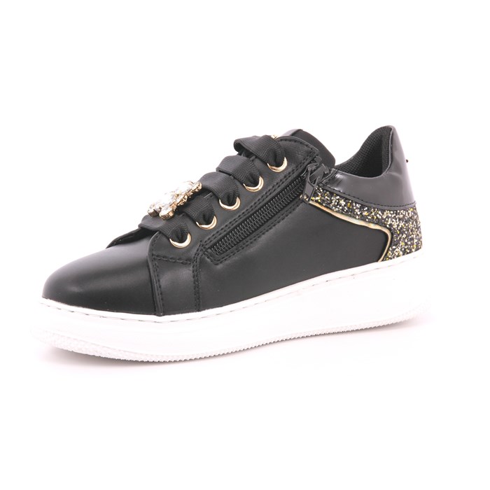 Scarpa Allacciata Asso Bambina Nero  Scarpe 611 - AG16532B